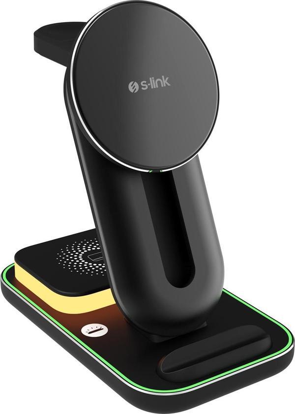 S-Link Sw-Cwf117 Siyah Ayarlanabilir Standlı 15W 3 İn 1 Magsafe Kablosuz Şarj Cihazıı - Image 1