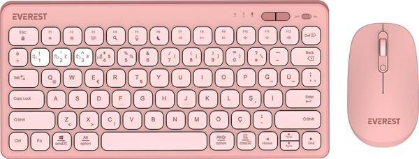 Everest Lumi Km-Bt903 Pembe 3İn1 3 Bt + 2.4 1600Dpi Q Kablosuz Klavye + Mouse Set - Image 1