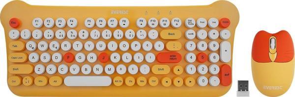 Everest Km-6244 Bunny Renkli Tuşlu Sarı 2.4 Ghz + Bt Kablosuz Q Multimedia Klavye + Mouse Set - Image 1