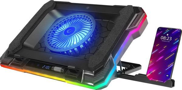 Rampage S49 Cyclone Siyah 10 Mode Rgb 140-140Mm 1Fanlı 14-19" Led Ekranlı Notebook Soğutucu Stand - Image 1