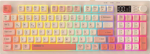 Everest Kb-85 Silent Pro Kablosuz Bej-Pembe-Turuncu Sessiz Rgb Wireless 2.4Ghz Q Oyuncu Klavyesi - Image 1