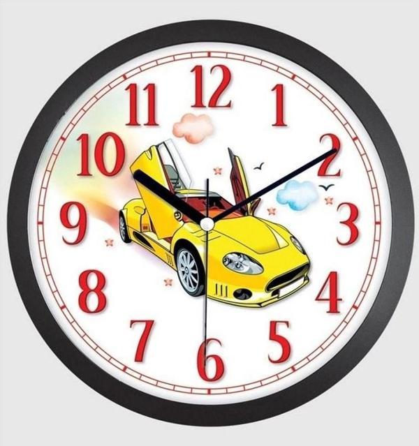 28x28 cm Arabalı Çocuk Odası Duvar Saati 0591 - Image 1