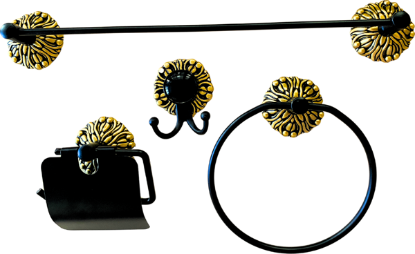 Mucit Home   Paslanmaz Pirinç Banyo Tam set Kendinden Yapışkanlı Montajsız yuvarlak - Image 1