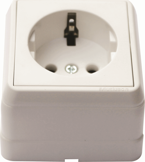 Mutlusan Bron Sıva Üstü Topraklı Priz Beyaz ( 2160 100 0201) - Image 1