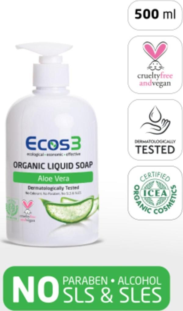 Sıvı Sabun, Organik & Vegan Sertifikalı, Ekolojik, Hipoalerjenik, Aloe Vera, 500ml - Image 1
