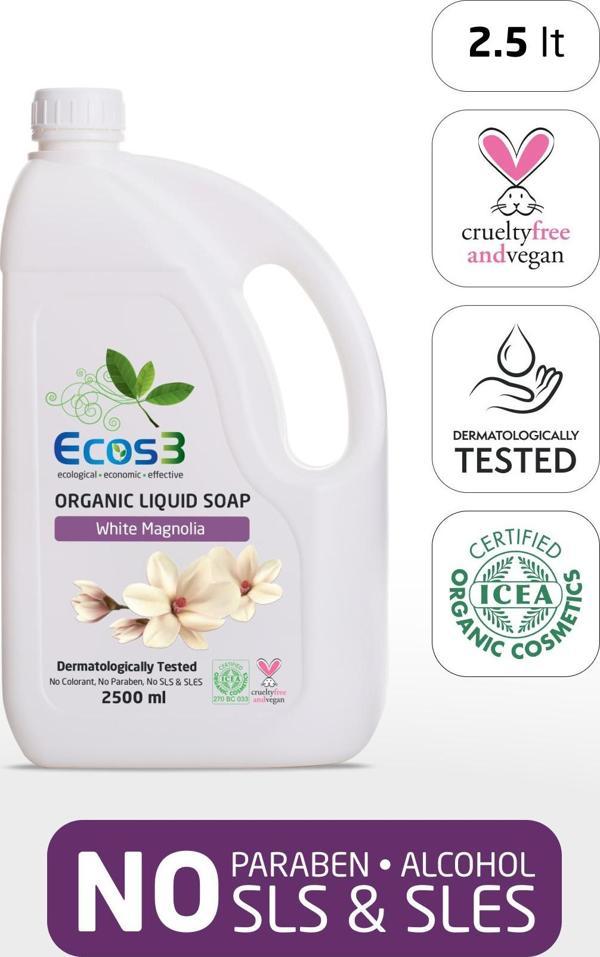 Sıvı Sabun, Organik & Vegan Sertifikalı, Ekolojik, Hipoalerjenik, Beyaz Manolya, 2500ml - Image 1