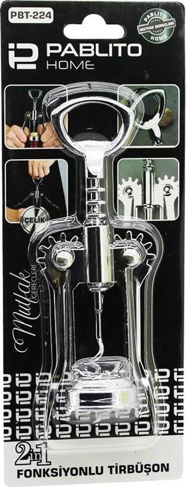 2in1  Metal Çelik  Tirbuşon - Kapak  Açacak - Image 1