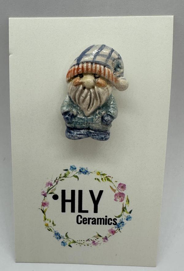 Mavi Kare Bereli El Yapımı Seramik Yaka İğnesi - Image 1