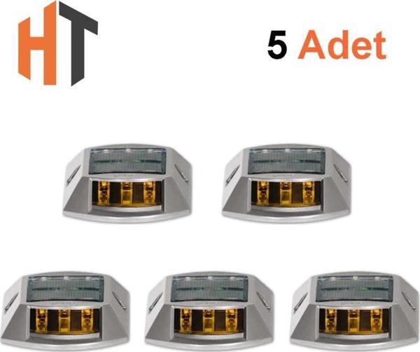 Hayat Trafik 5'Li Set Kırmızı Solar Yol Butonu 3X3 Ledli - Image 1