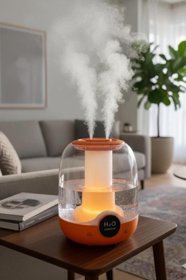 Glr K07 Turuncu Çift Spreyli Ultrasonik Sessiz Hava Nemlendirici ve Gece Lambası | 3L Kapasite - Image 1