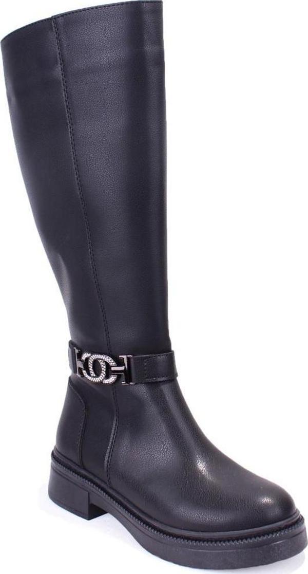 Dagoster DZA07-1275107 Siyah Fermuarlı Düz Topuklu  Kadın Çizme - Image 1