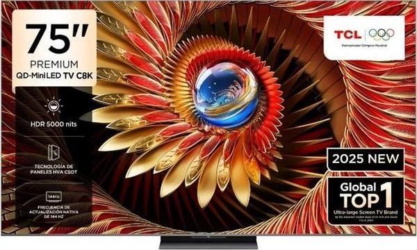 TCL 75C8K 75'' 189 Ekran Uydu Alıcılı 4K Ultra HD Google QD MiniLED TV - Image 1