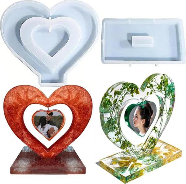 Epoksi Sevgililer Günü Fotoğraf Çerçevesi Kalp Dekoratif Resimlik Kalıbı - Image 1