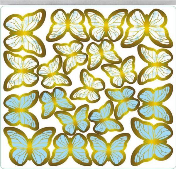 Varaklı Kelebek Dekoratif Süs (63 Adet)  Mavi - Image 1