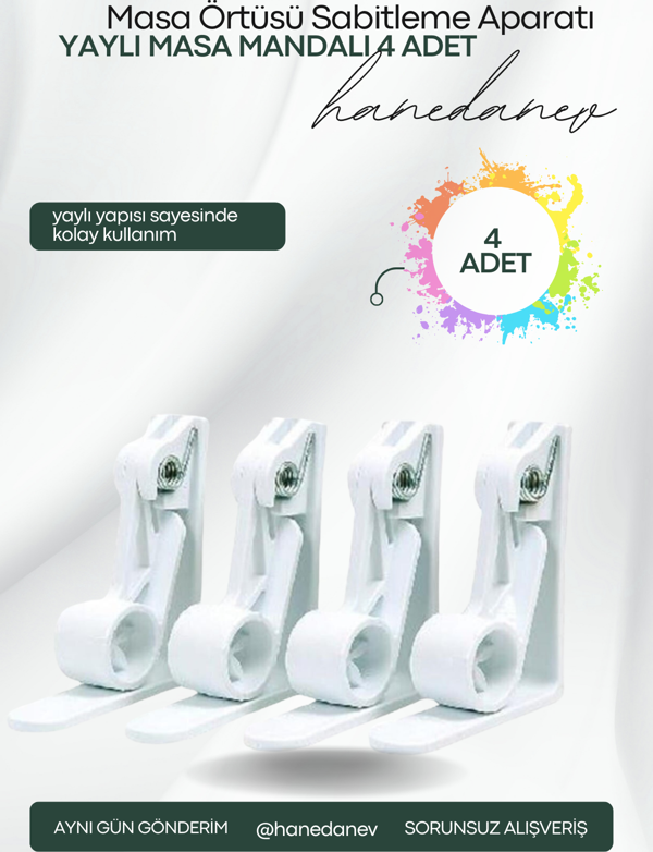 4 Adet Yaylı Masa Örtüsü Mandalı Yaylı Masa Mandalı - Image 1