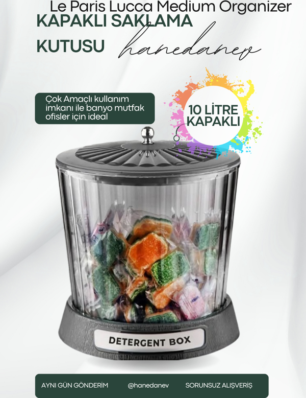 Lucca Medium Organizer Akrilik Lüx Patates Soğan & Deterjan Saklama Kabı Kapaklı 20x23 Cm - Image 1