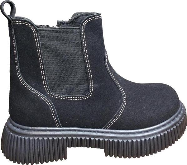 OrtopedikAL 1087 Filet Unisex Erkek Ve Kız Çocuk  Bot Siyah Süet Yanı Lastikli ve Fermuarlı Anatomik - Image 1