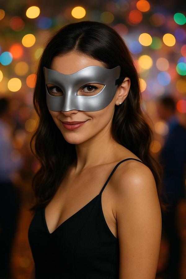 Gri Metalik Parti Maskesi Yetişkin Kadın İçin Şık Kostüm Aksesuarı Maske Balosu Model - Image 1