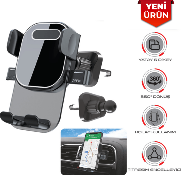 Araç İçi Havalandırma Uyumlu Kancalı Şeffaf Telefon Tutucu BR590 1969 - Image 1