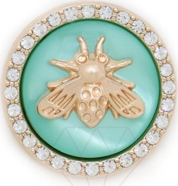 Zirkon Taşlı Turkuaz Arı Motifli Düğme Süsü Broş - Image 1