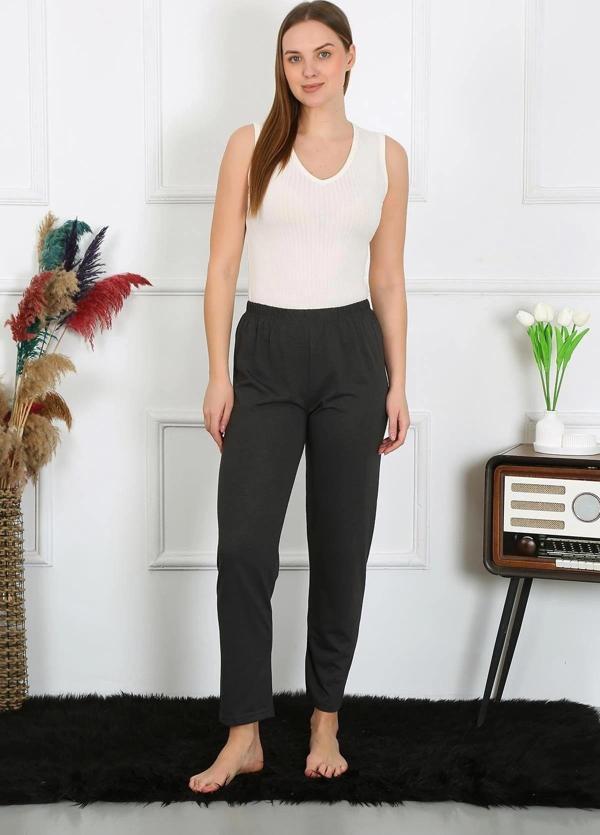 Giyim Kadın Pamuk Penye Tek Alt Pijama Füme - Image 1