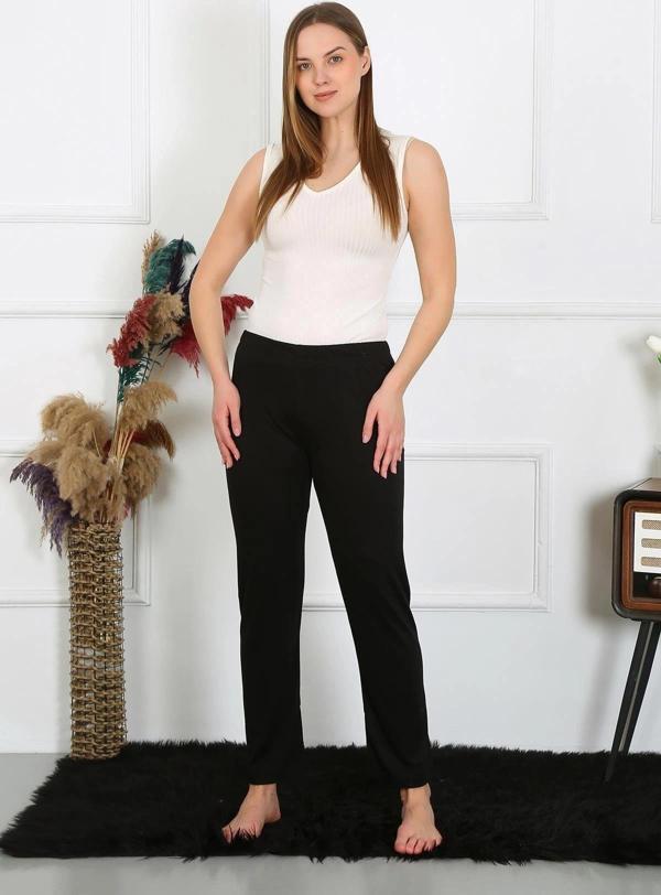 Giyim Kadın Pamuk Penye Tek Alt Pijama Siyah - Image 1