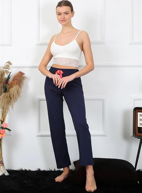 Giyim Kadın Pamuklu Alt Pijama Lacivert - Image 1