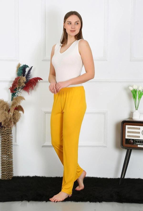 Giyim Kadın Pamuk Penye Tek Alt Pijama Sarı - Image 1