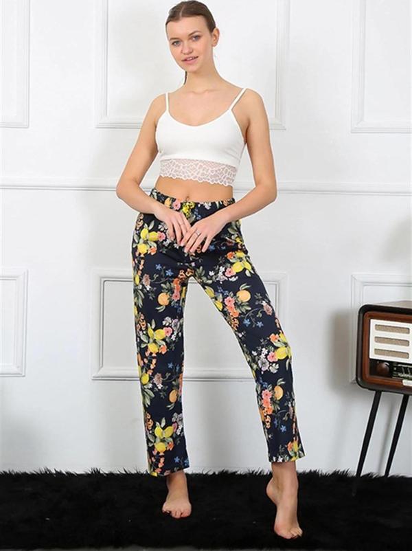 Giyim Kadın Pamuklu Alt Pijama Lacivert - Image 1