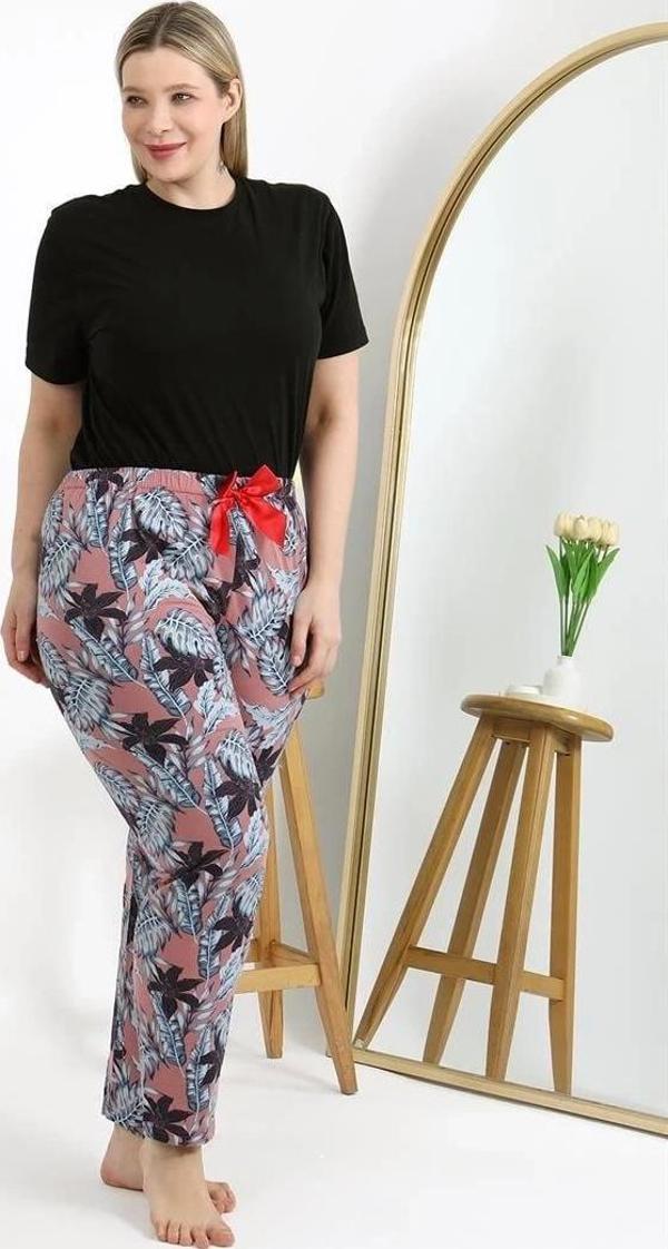 Giyim Kadın Pamuklu Büyük Beden Alt Pijama Somon - Image 1
