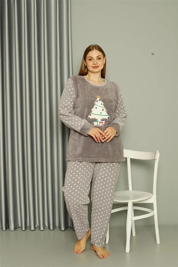 Giyim Polar Kadın Büyük Beden Gri Pijama Takımı - Image 1