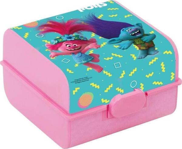 Herevin Lisanslı Beslenme Kutusu-Pembe Trolls Beslenme Kabı Çatal Kaşıklı - Image 1