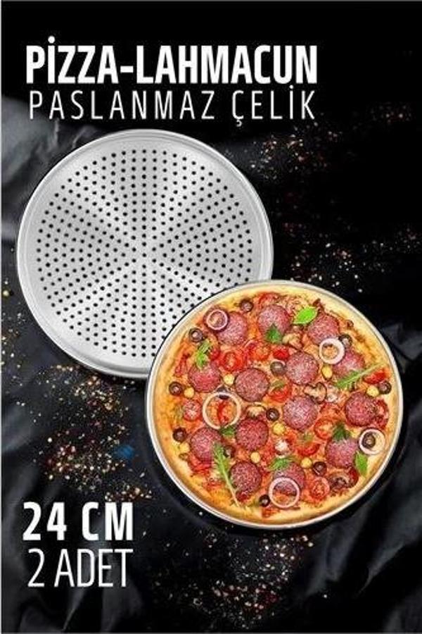 BFS Lahmacun Pizza Pide Pişirme Tepsisi 24 CM 2 li SET - Image 1