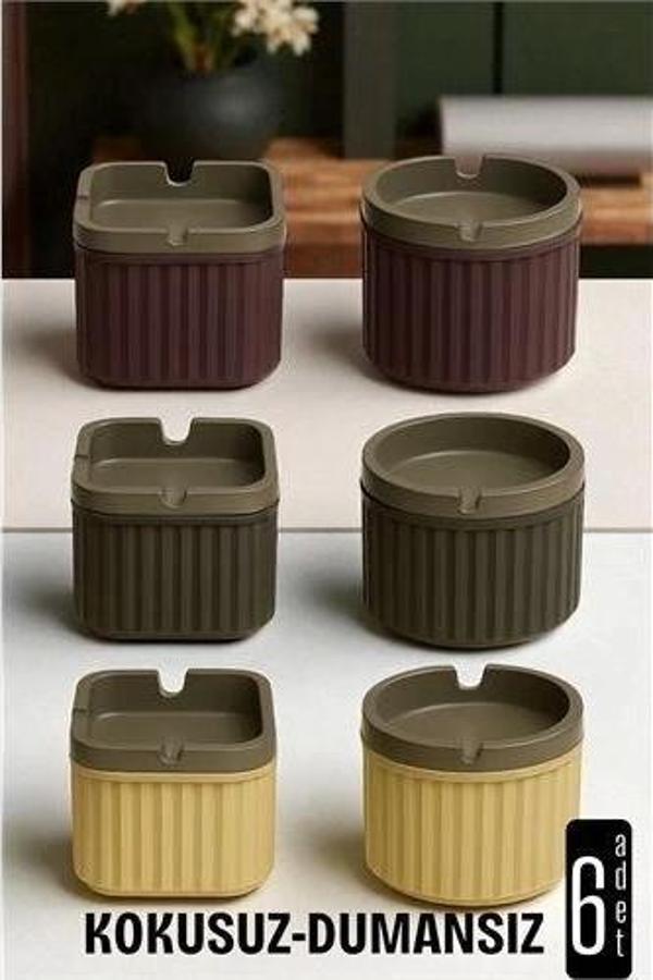 BFS Kokusuz Dumansız Küllük - 6 li Küllük Seti Kafe Küllüğü Restoran Küllüğü Masaüstü Küllük - Image 1
