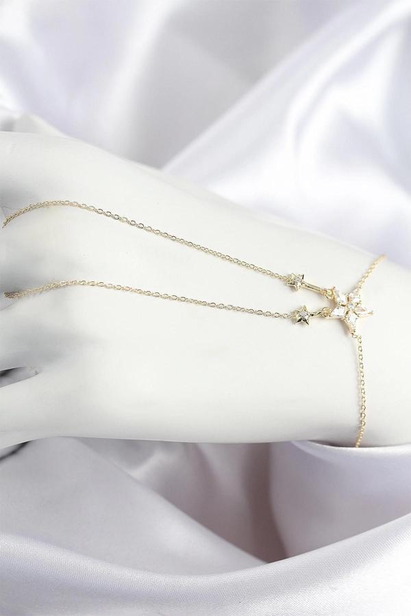 BFS Pirinç Zirkon Taşlı Yıldız Model Gold Renk Şahmeran - Image 1