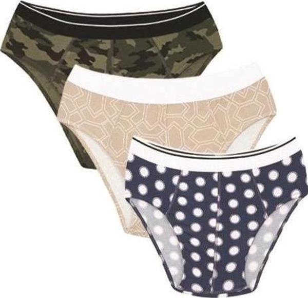 Giyim Erkek Pamuk 3lü Desenli Likralı Slip - Image 1