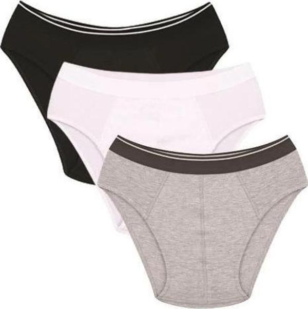 Giyim Erkek Pamuk 3lü Siyah Beyaz Gri Likralı Slip - Image 1