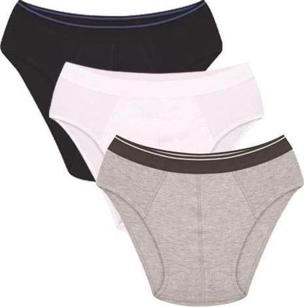 Giyim Erkek Pamuk 3lü Laci Beyaz Gri Likralı Slip - Image 1