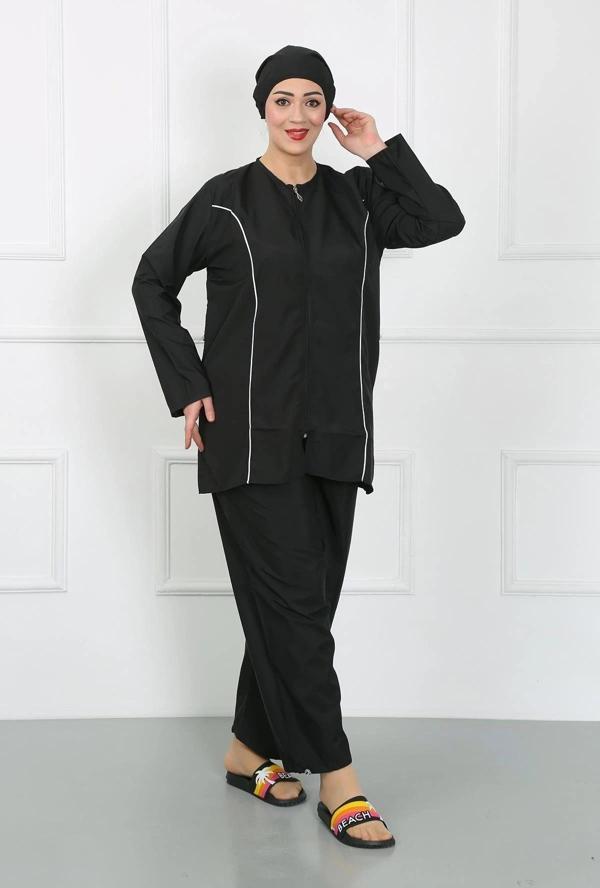 Giyim Büyük Beden Tesettür Büyük Mayo Siyah - Image 1