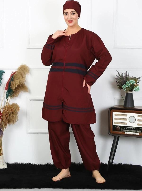 Giyim Büyük Beden Tesettür Mayo 7XL-8XL-9XL-10XL Bordo - Image 1