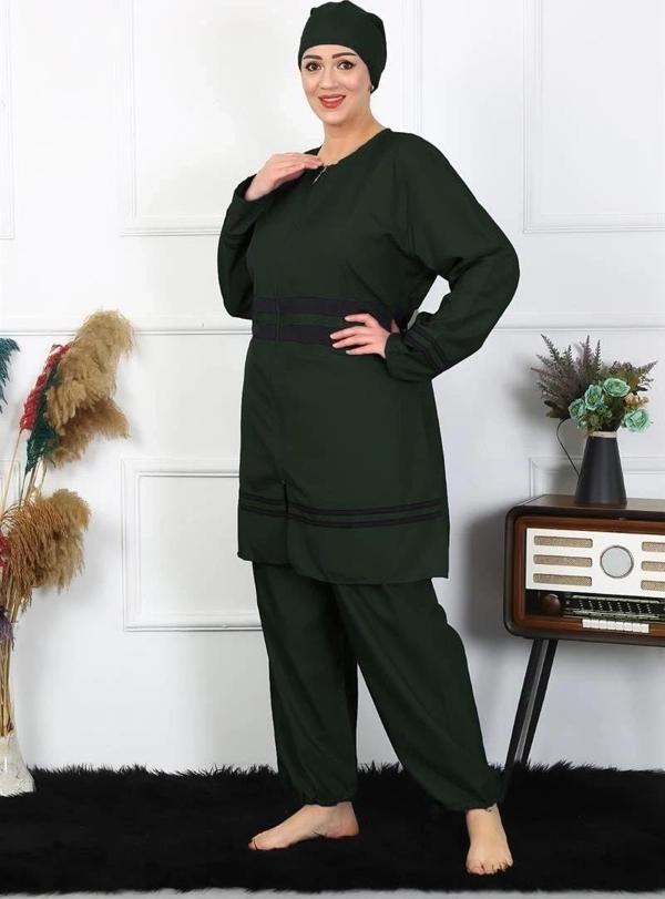 Giyim Büyük Beden Tesettür Mayo Haki - Image 1