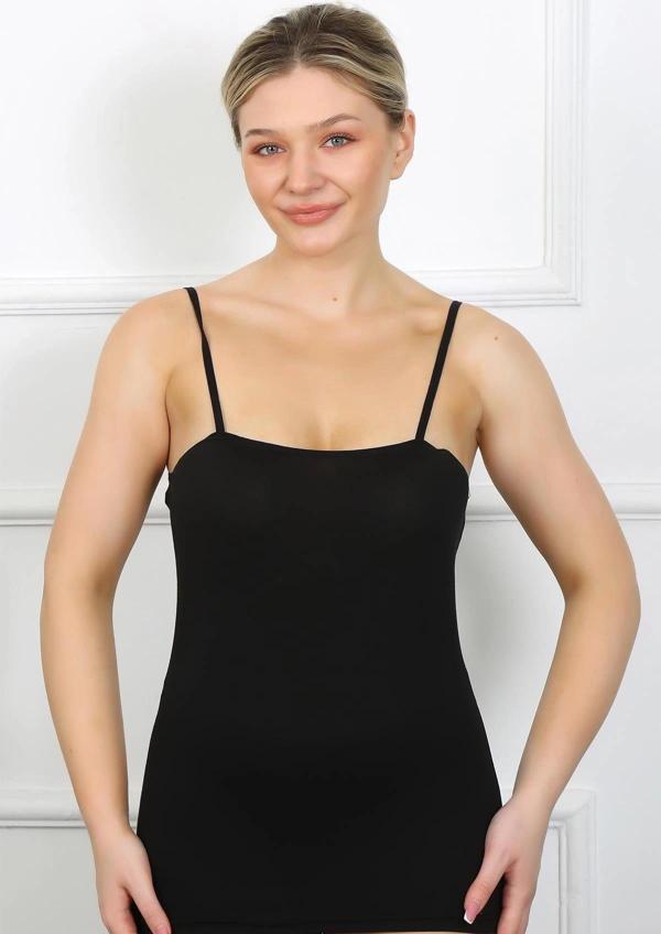 Giyim Bayan İp Askılı Atlet Siyah - Image 1