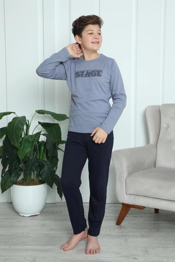 Giyim Erkek Çocuk Penye Pijama Takım Gri - Image 1