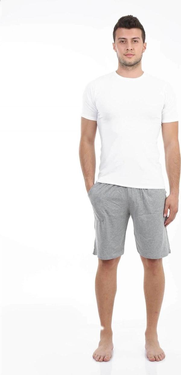 Giyim Erkek Cepli Pamuk Şort Gri - Image 1