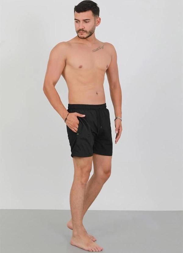 Giyim Erkek Fermuarlı Cepli Deniz Şortu Siyah - Image 1