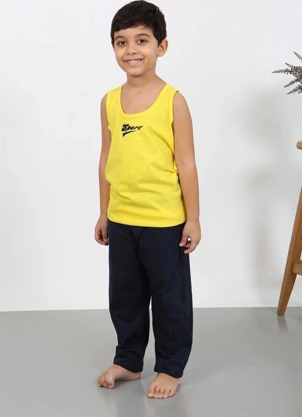 Giyim Erkek Çocuk Sıfır Kol Penye Pijama Takım Sarı - Image 1