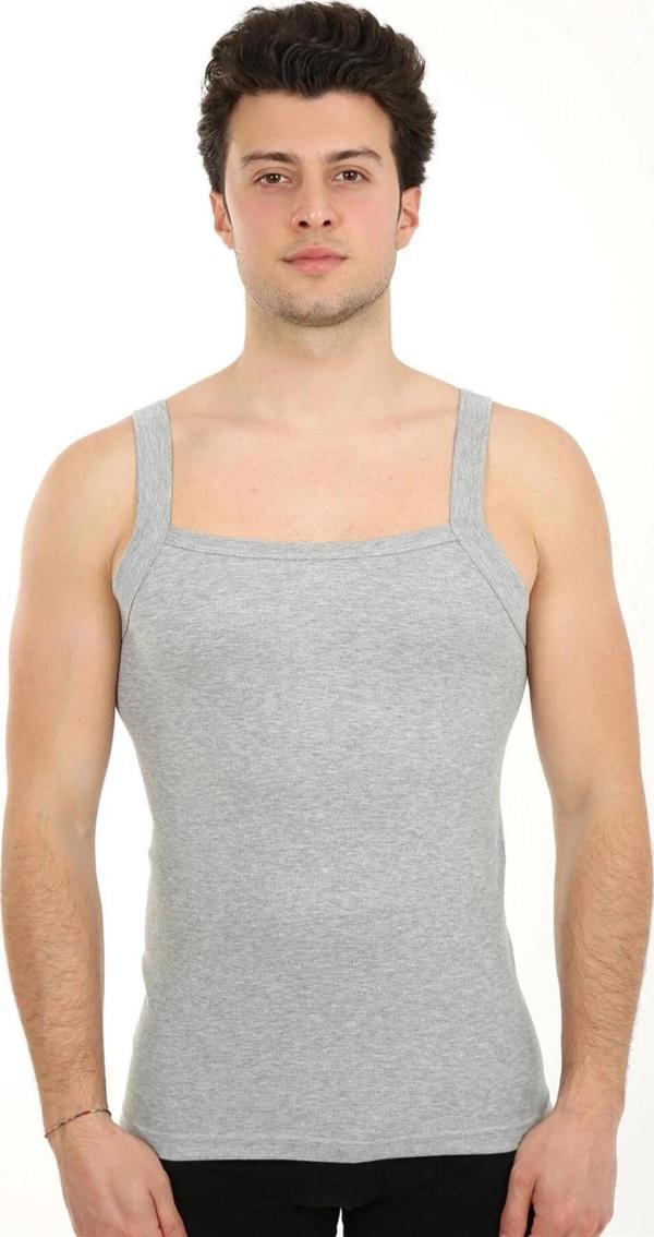 Giyim Erkek Kalın Askılı Likralı Atlet Gri - Image 1