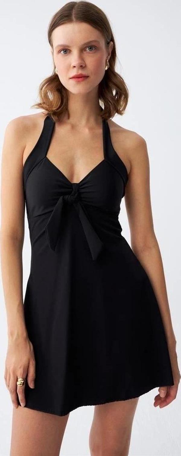 Giyim Kadın Fiyonklu Siyah Elbise Mayo - Image 1