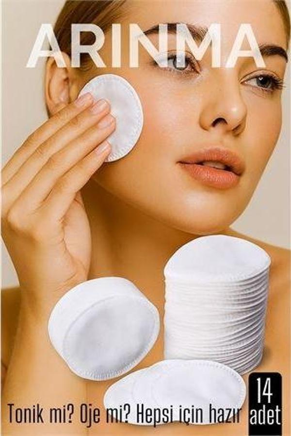 14'lü  Kozmetik Disk Pamuk Premium Makyaj Temizleme Pamuğu  Tonik ve Oje İçin Çift Taraflı Diskler - Image 1