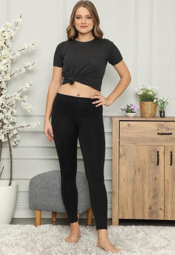 Giyim Mikro Jardonlu Kalın Siyah Tayt Siyah - Image 1